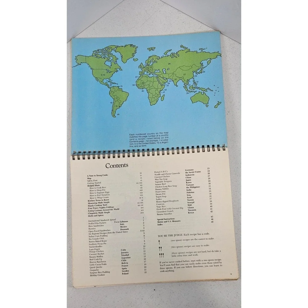 Vintage 1970s‎ Many Hands Cooking Intl Cookbook Kids UNICEF Spiral Recipes